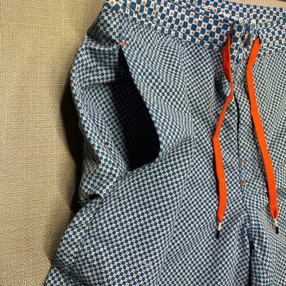 RVCA Mens Oddball Hybrid Boardshorts Blue Orange Geometric Print Size 29 NWT